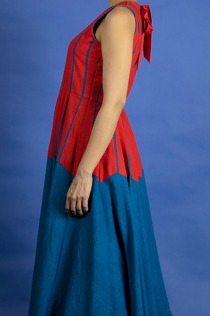 Bright Blue Panelled Vacation Dress by Ka-Sha at Pernia's Pop Up Shop