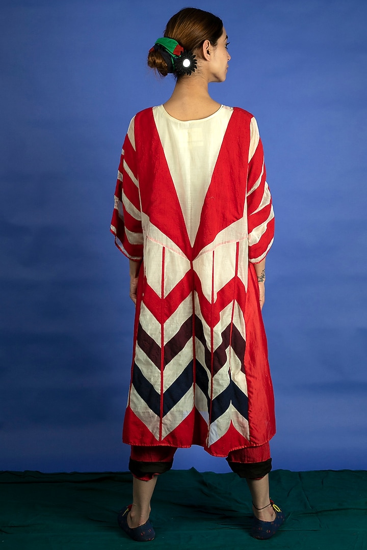 Bright Red Appliques Dress With Pants by Ka-Sha at Pernia's Pop Up Shop