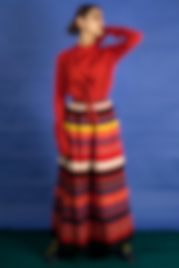 Multi Colored Applique Work Skirt Set by Ka-Sha