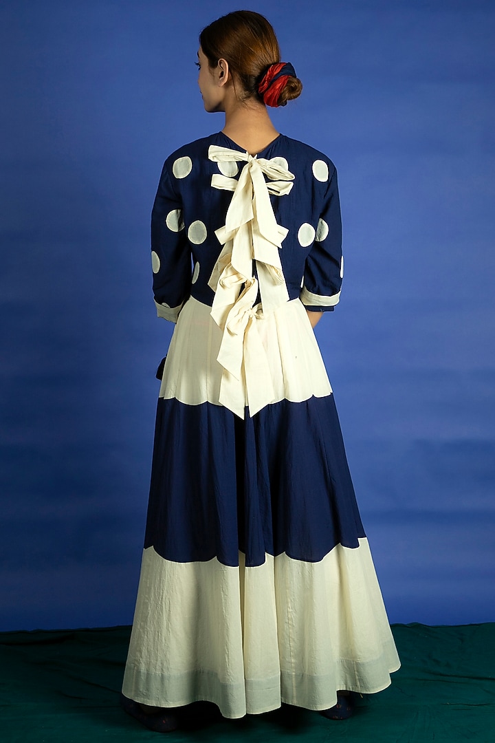 Navy Blue Skirt Set With Applique Work by Ka-Sha at Pernia's Pop Up Shop