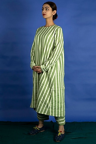 Mint Appliques Tunic With Pants by Ka-Sha