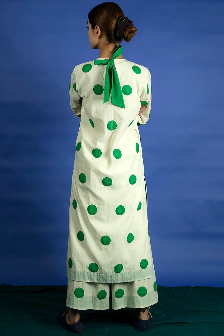 Natural Colored Applique Work Polka Dot Tunic Set by Ka-Sha at Pernia's Pop Up Shop