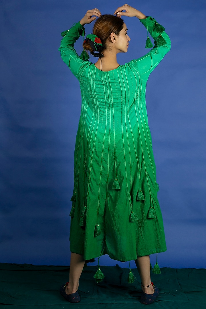 Green Tassled Vacation Dress With Scarf by Ka-Sha at Pernia's Pop Up Shop
