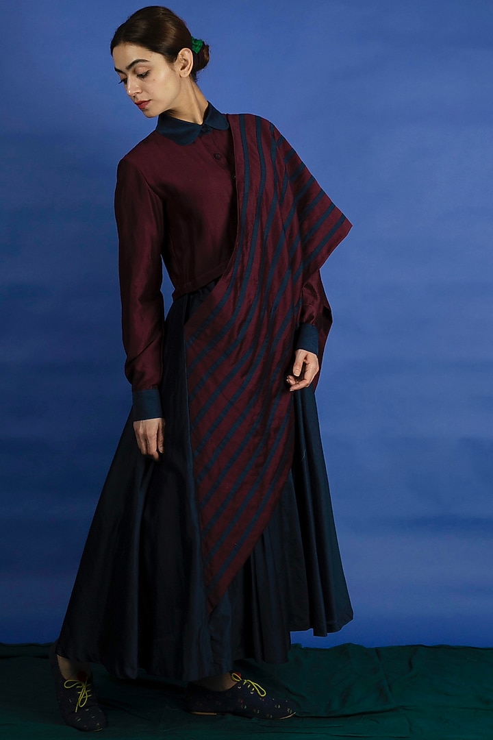 Navy Embroidered Tunic Set by Ka-Sha at Pernia's Pop Up Shop