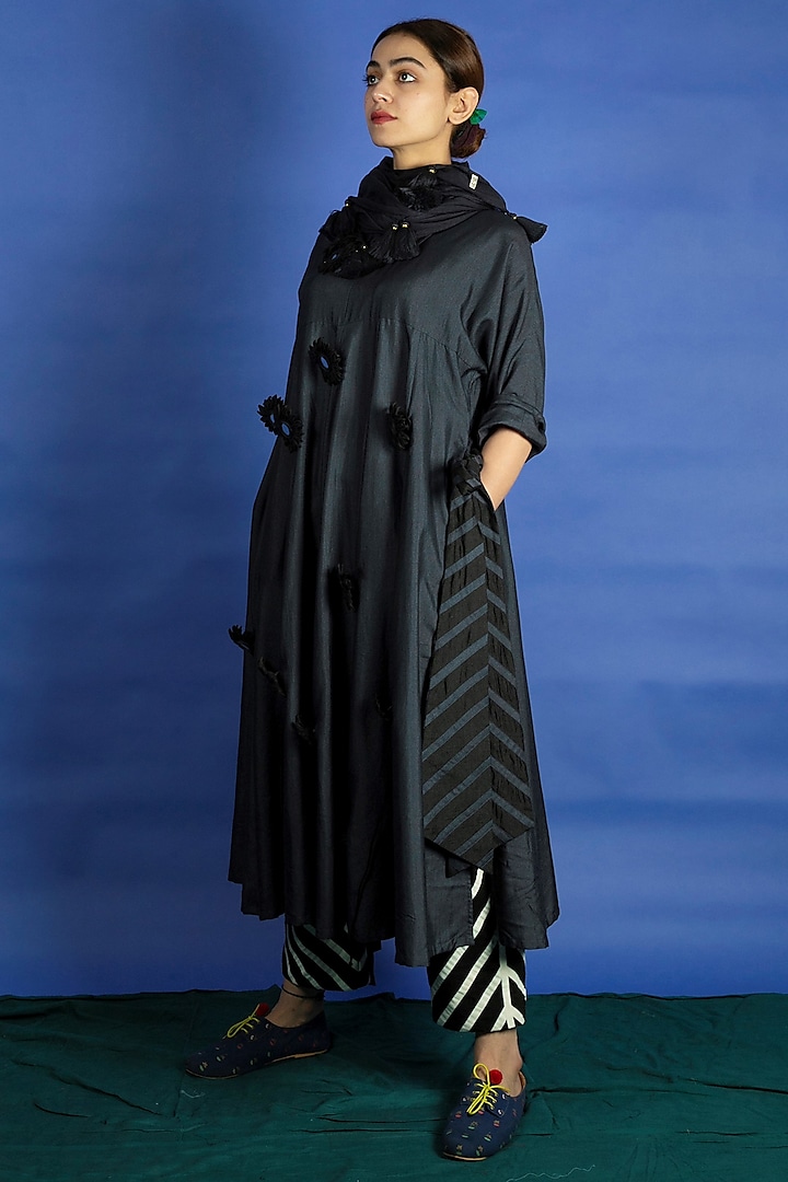 Black Embroidered Tunic Set by Ka-Sha
