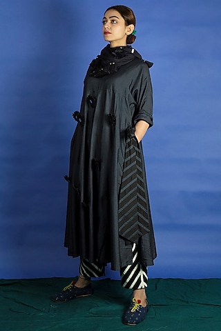 Black Embroidered Tunic Set by Ka-Sha
