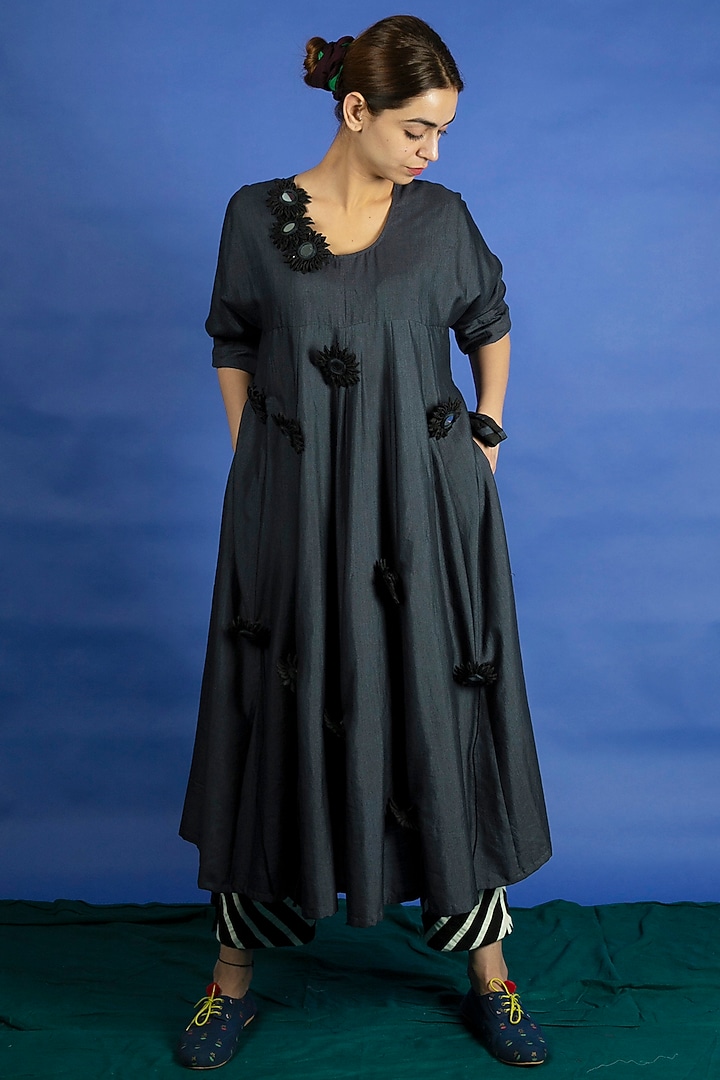 Black Embroidered Tunic Set by Ka-Sha at Pernia's Pop Up Shop