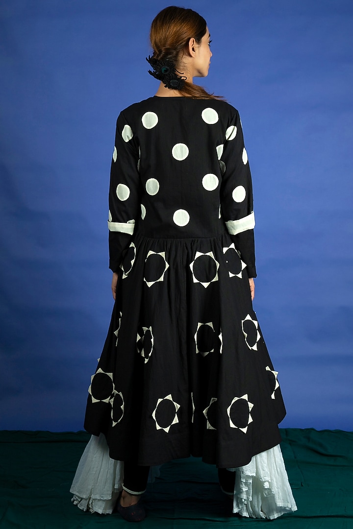 Black Applique Work Dress Jacket With Tunic & Pants by Ka-Sha at Pernia's Pop Up Shop