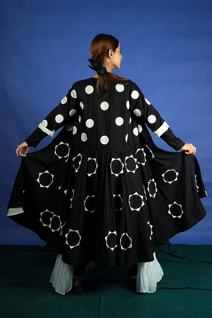 Black Applique Work Dress Jacket With Tunic & Pants by Ka-Sha at Pernia's Pop Up Shop