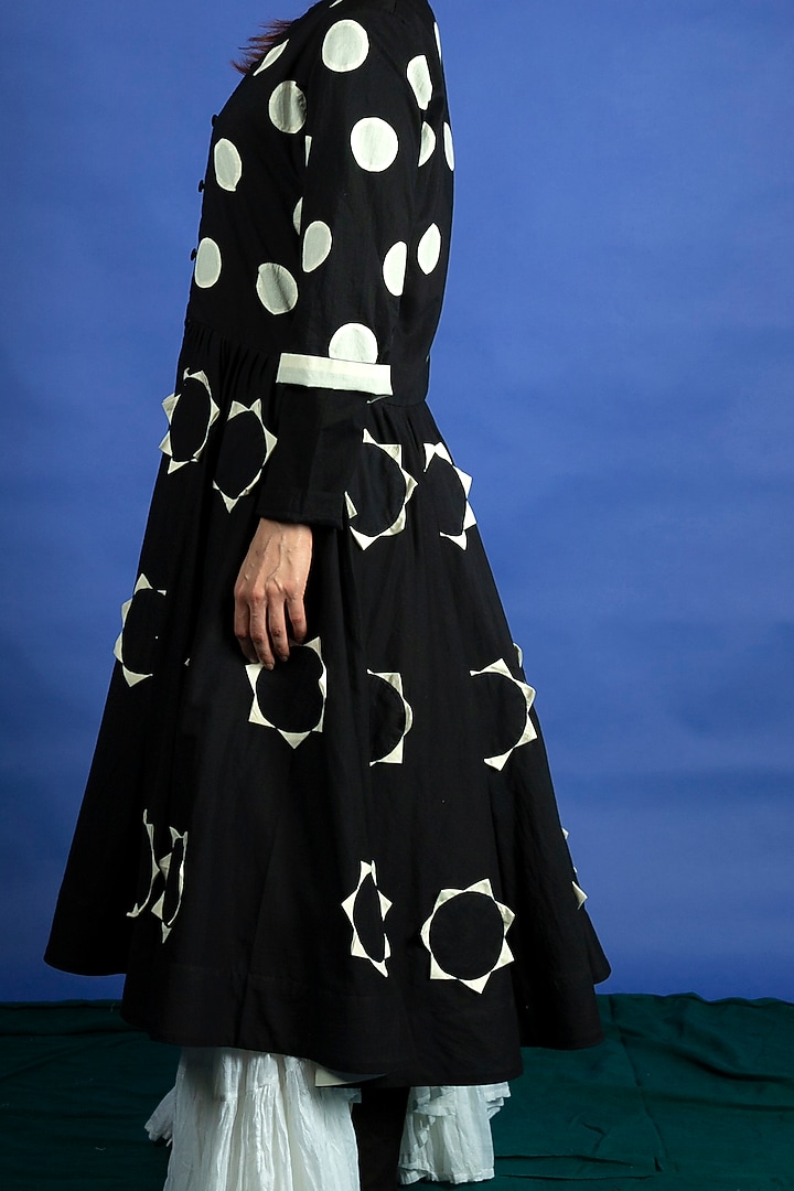 Black Applique Work Dress Jacket With Tunic & Pants by Ka-Sha at Pernia's Pop Up Shop