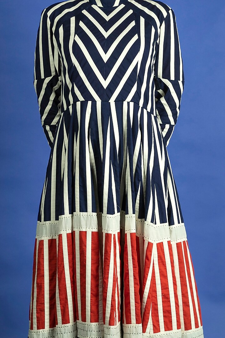 Navy Blue Appliques Dress With Pants by Ka-Sha at Pernia's Pop Up Shop