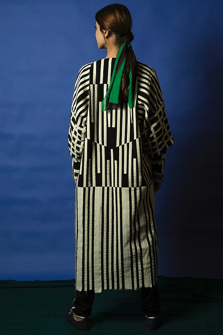 Natural Applique Striped Jacket by Ka-Sha at Pernia's Pop Up Shop