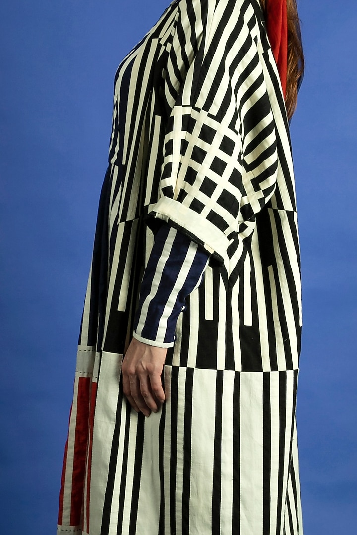 Natural Applique Striped Jacket by Ka-Sha at Pernia's Pop Up Shop