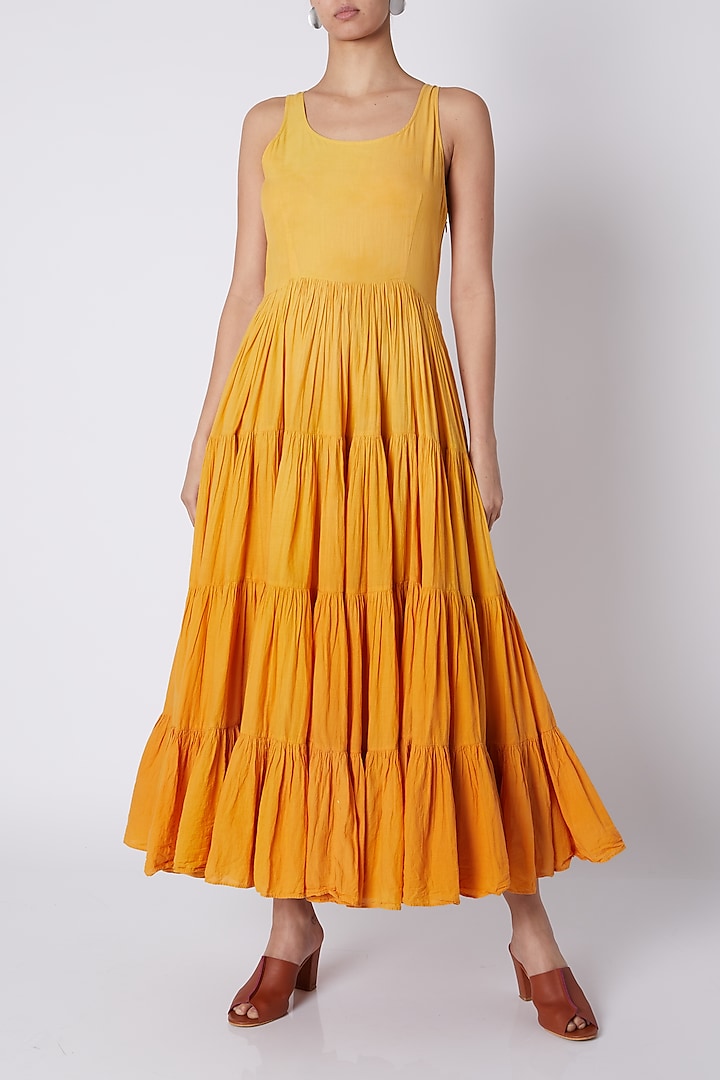 Orange Tiered Maxi Dress by Ka-Sha