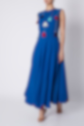 Cobalt Blue Maxi Dress With Tassels by Ka-Sha