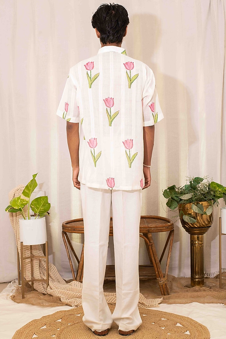 White Cotton Block Printed Co-Ord Set by Kalakaari By Sagarika Men at Pernia's Pop Up Shop