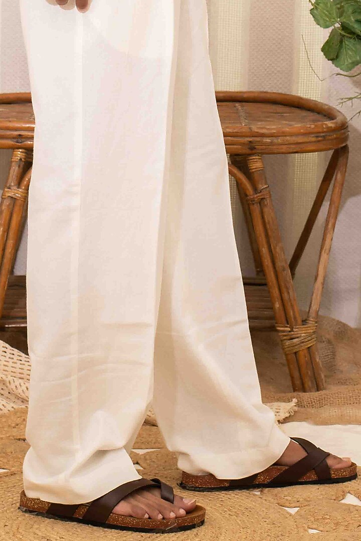 White Cotton Block Printed Co-Ord Set by Kalakaari By Sagarika Men at Pernia's Pop Up Shop