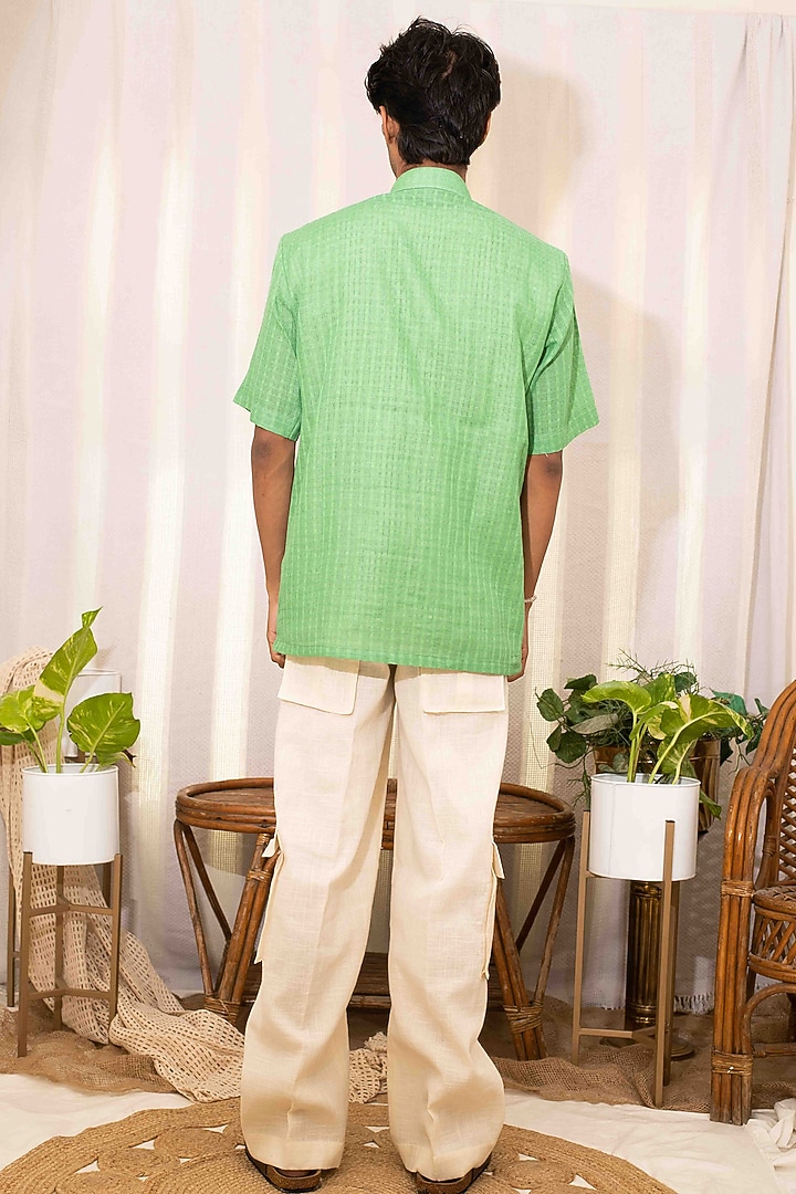 Green & Off-White Cotton Co-Ord Set by Kalakaari By Sagarika Men at Pernia's Pop Up Shop