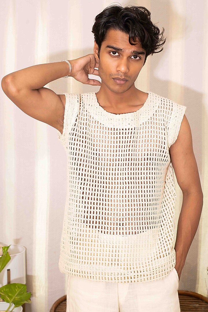 Green & Off-White Cotton Co-Ord Set by Kalakaari By Sagarika Men at Pernia's Pop Up Shop