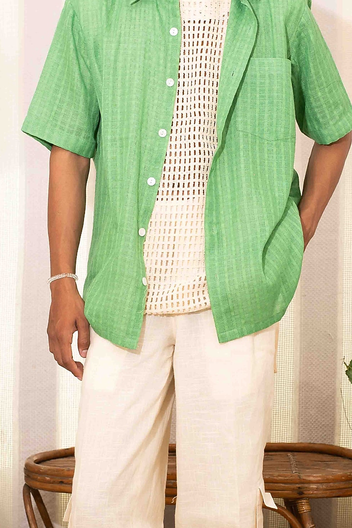 Off-White Cotton Crochet Vest by Kalakaari By Sagarika Men at Pernia's Pop Up Shop
