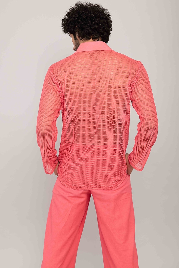 Baby Pink Cotton Block Printed Jacket Set by Kalakaari By Sagarika Men at Pernia's Pop Up Shop