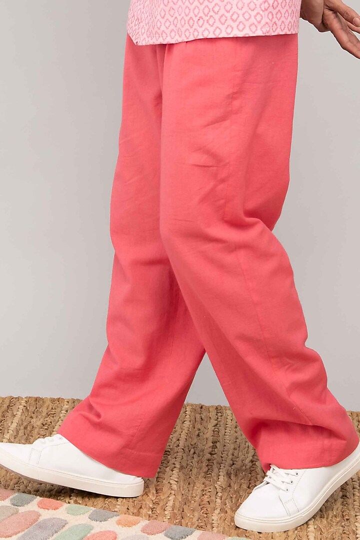 Baby Pink Cotton Block Printed Co-Ord Set by Kalakaari By Sagarika Men at Pernia's Pop Up Shop