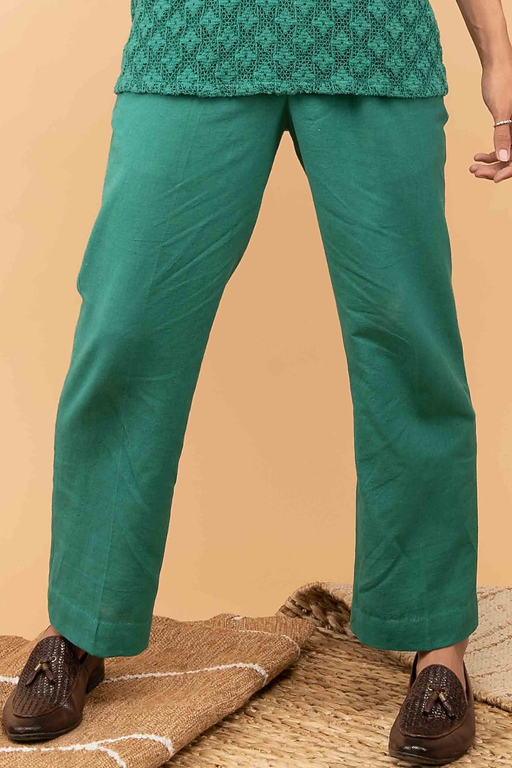 Green Cotton Co-Ord Set by Kalakaari By Sagarika Men at Pernia's Pop Up Shop