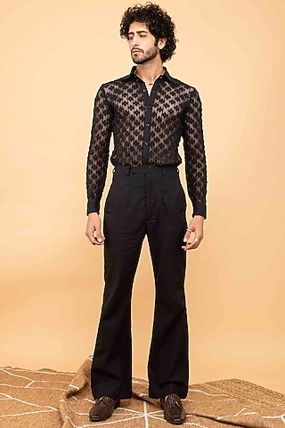 Black Cotton Co-Ord Set by Kalakaari By Sagarika Men