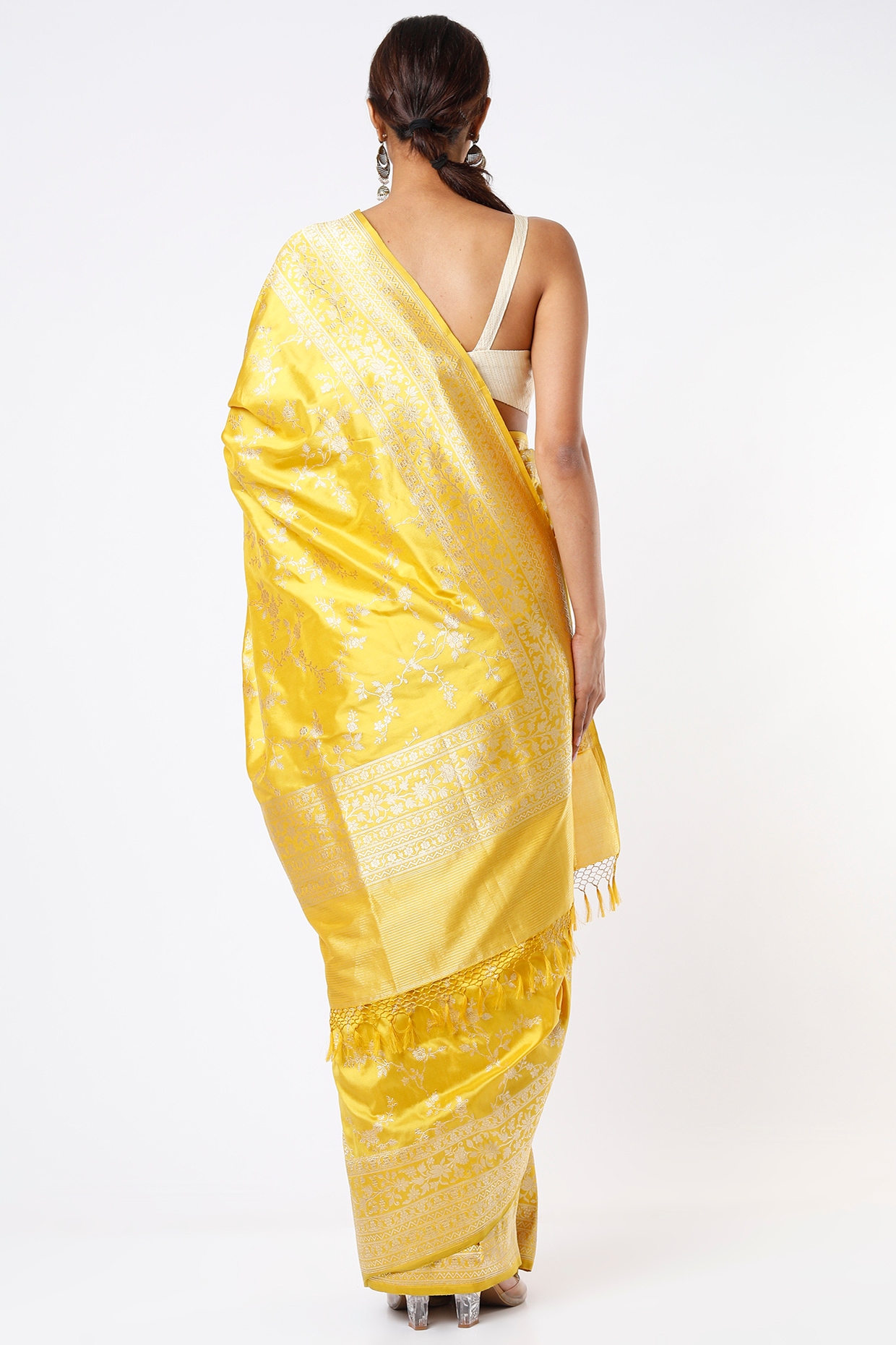 Buy Yellow Cotton Handloom Saree with Red Border Online