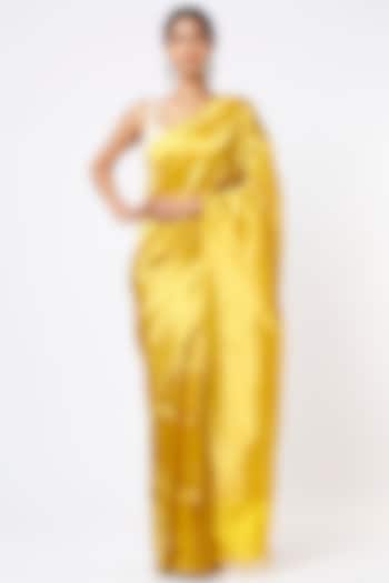 Yellow Pure Handloom Banarasi Silk & Tissue Saree Set by Kasturi Kundal