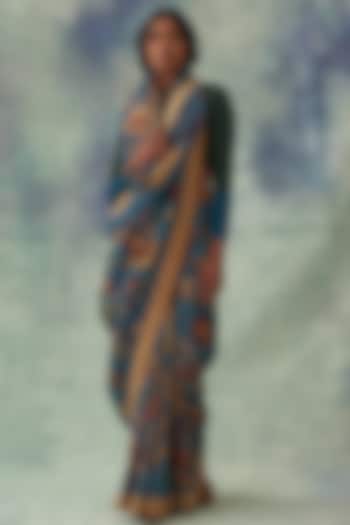 Indigo Hand Painted Saree Set by Kasturi Kundal