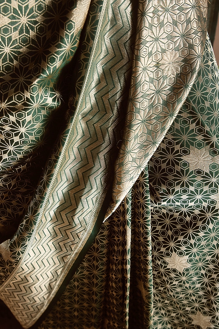 Green Pure Banarasi Silk Handloom Zari Work Wedding Saree by Kasturi Kundal at Pernia's Pop Up Shop
