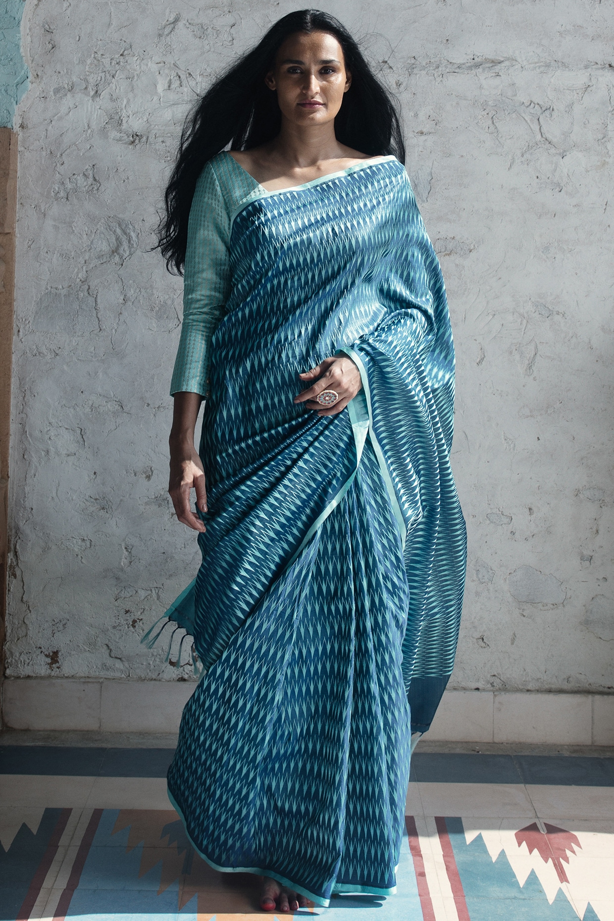 Silk Firozi Color Weaving Work Saree | Silk sarees, Trendy sarees, Cotton  silk