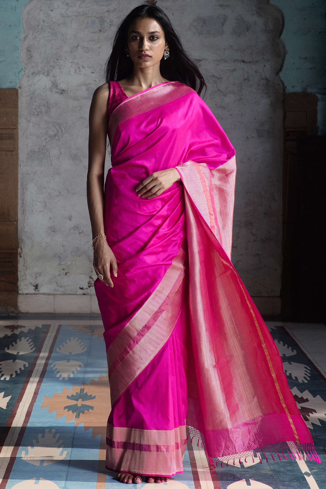 Rani Pink Paithani Silk Saree | Leemboodi