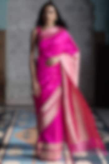 Rani Pink Pure Banarasi Silk Handloom Saree by Kasturi Kundal