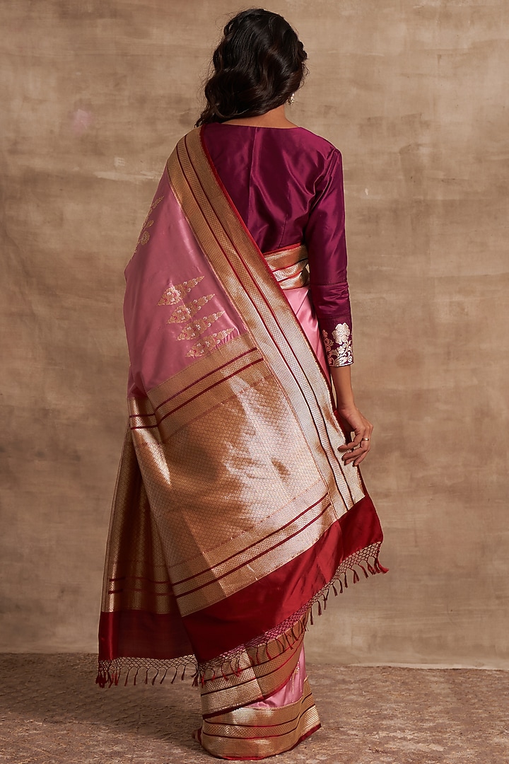 Pink Banarasi Silk Wedding Saree by Kasturi Kundal at Pernia's Pop Up Shop