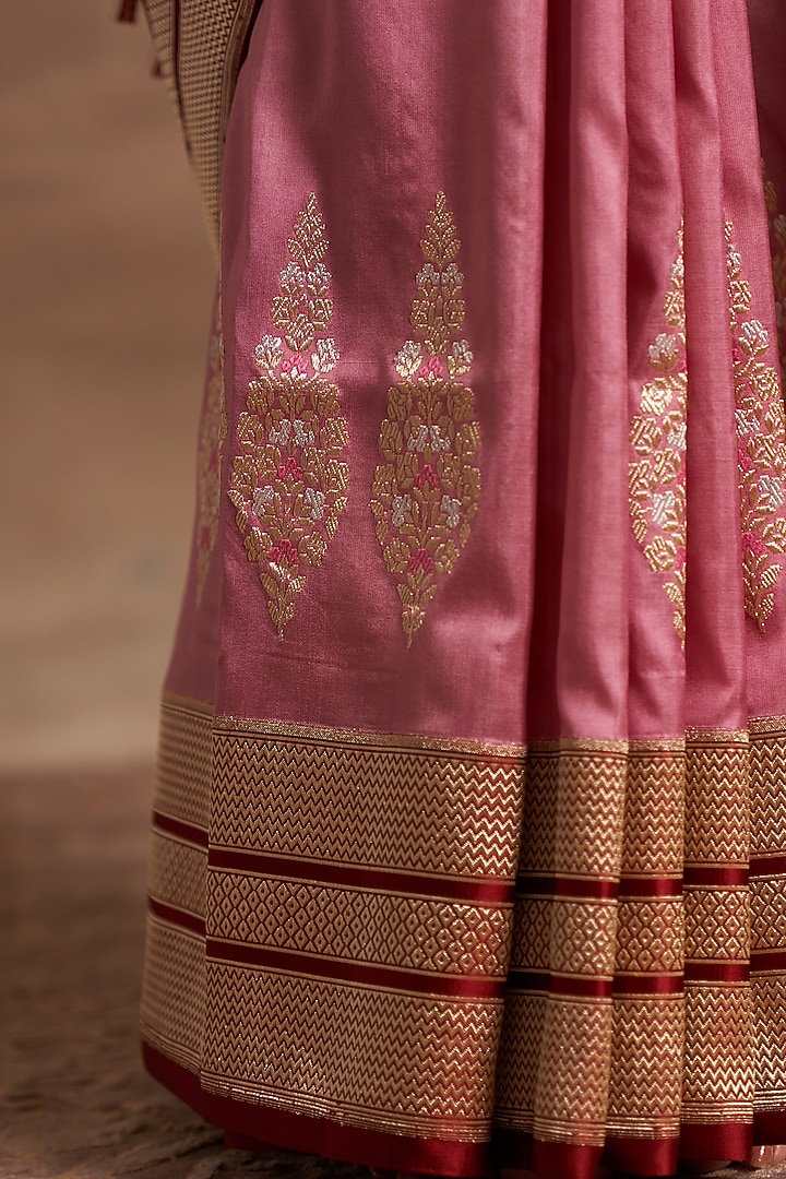 Pink Banarasi Silk Wedding Saree by Kasturi Kundal at Pernia's Pop Up Shop