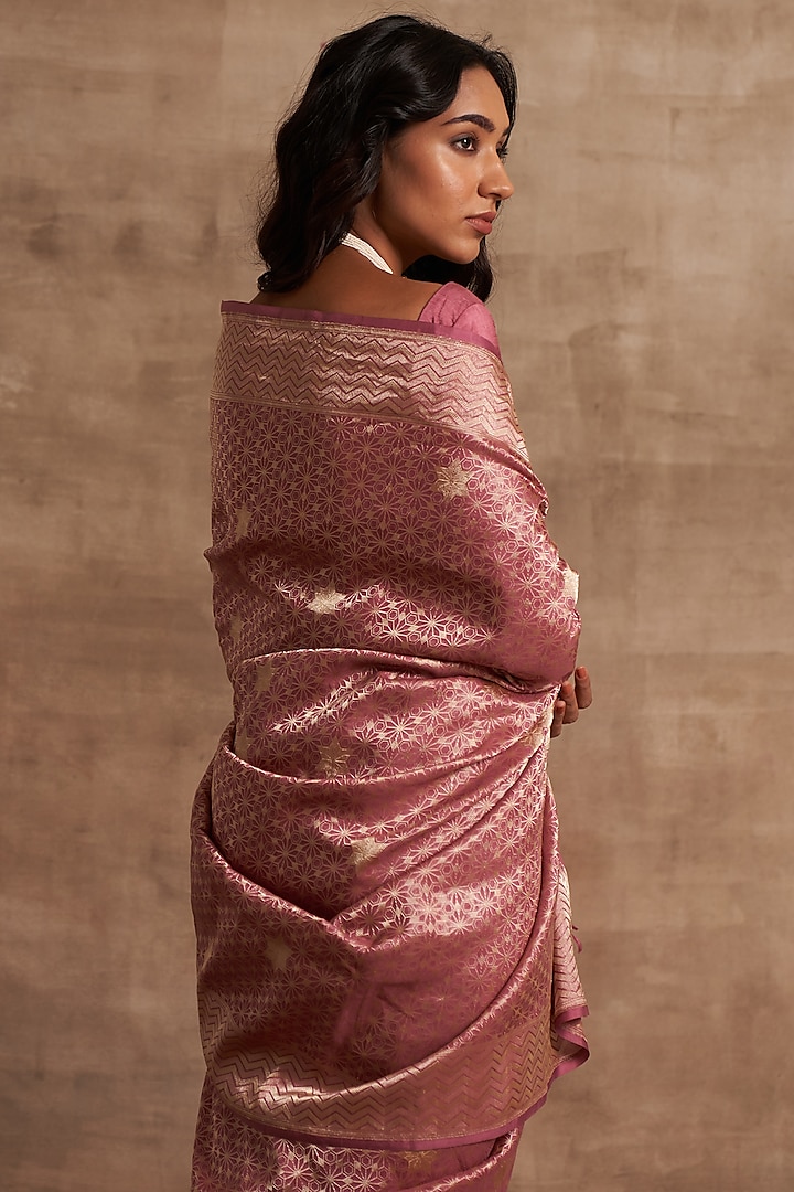 Onion Pink Banarasi Silk Meenakari Wedding Saree by Kasturi Kundal at Pernia's Pop Up Shop