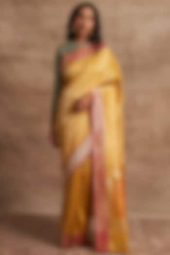 Pitambari Yellow Handcrafted Pure Banarasi Silk Zariwork Saree by Kasturi Kundal