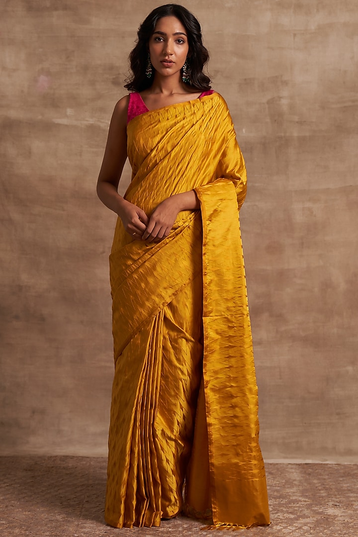 Mustard Pure Banarasi Silk Weave Saree  by Kasturi Kundal