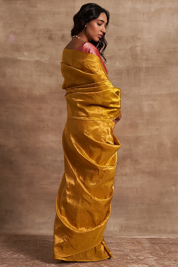 Mustard Pure Tissue Party Wear Saree by Kasturi Kundal at Pernia's Pop Up Shop