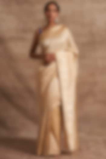 Ivory Pure Silk Saree Set by Kasturi Kundal