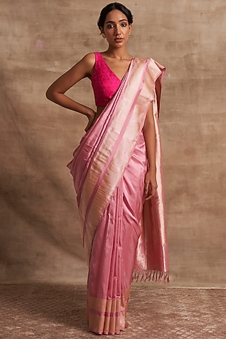 Pink Banarasi Silk Saree by Kasturi Kundal