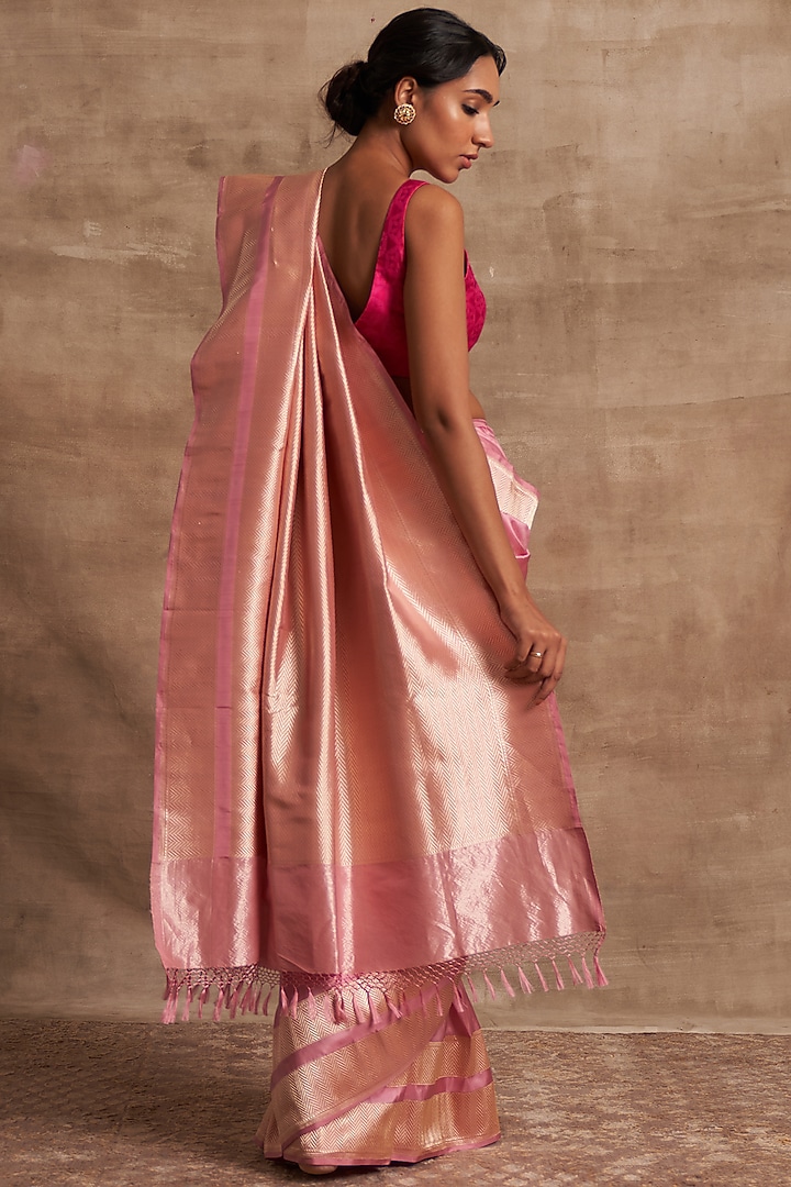 Pink Banarasi Silk Wedding Saree by Kasturi Kundal at Pernia's Pop Up Shop