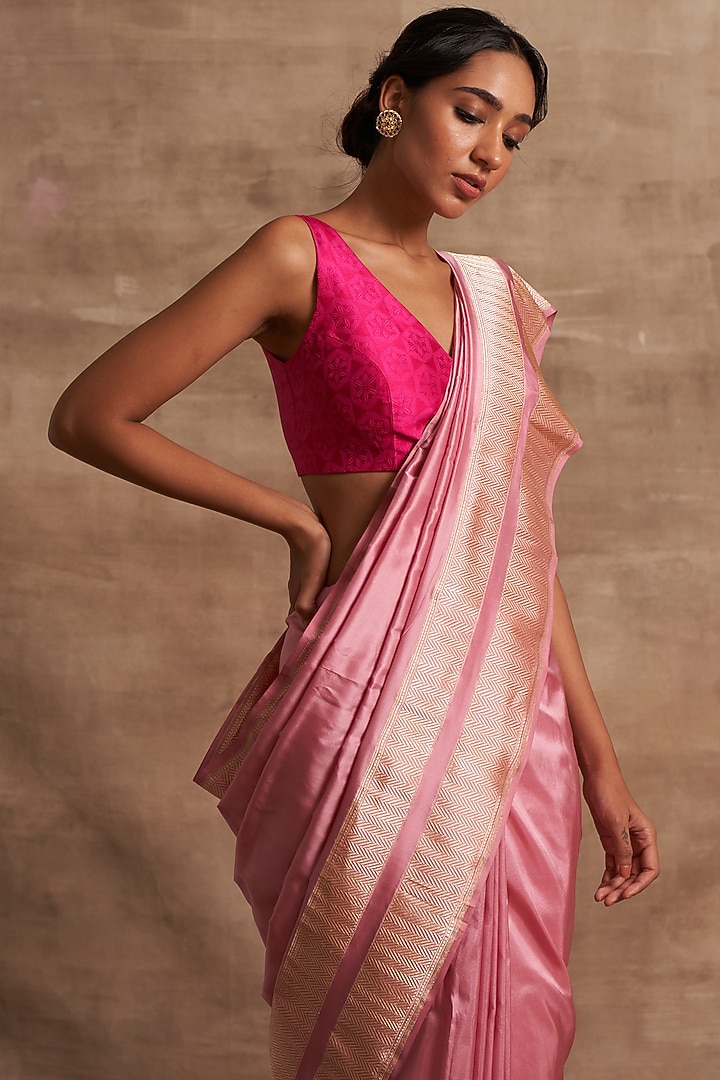 Pink Banarasi Silk Wedding Saree by Kasturi Kundal at Pernia's Pop Up Shop