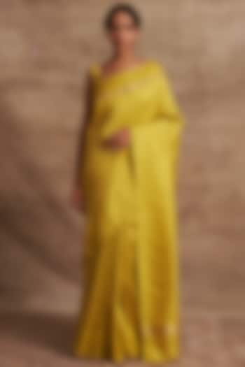 Yellow Banarasi Silk Saree Set by Kasturi Kundal