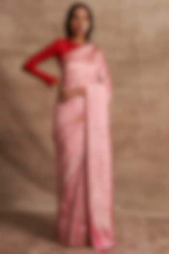 Pink Banarsi Silk Saree Set by Kasturi Kundal