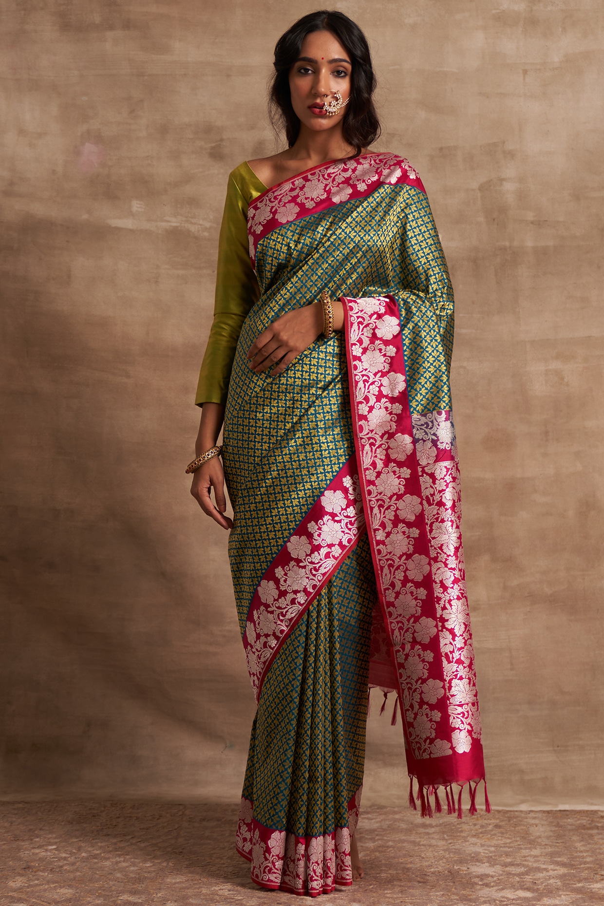 Buy Dark Green Designer Classic Pure Silk Saree | Party Wear Sarees