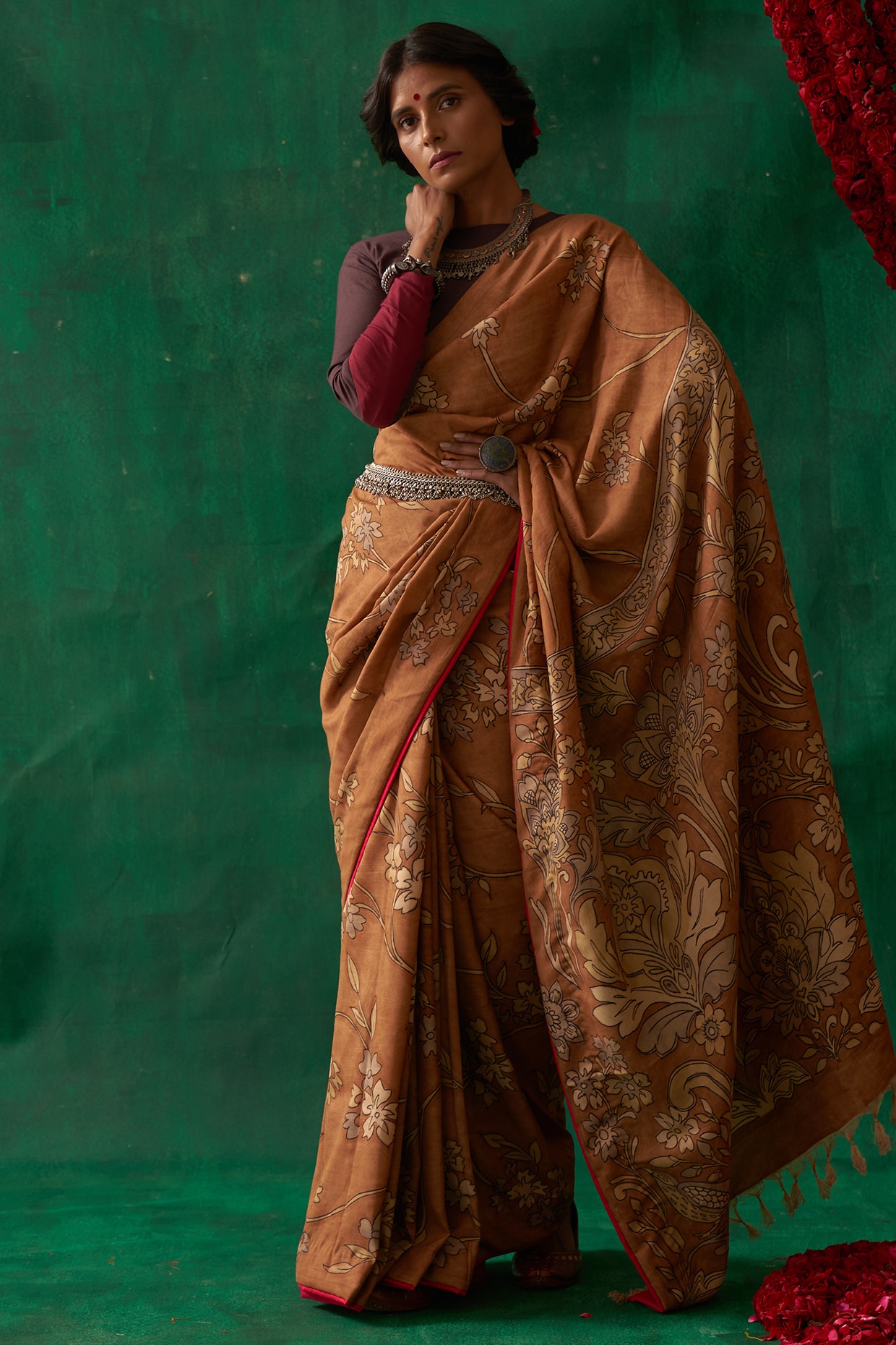 PURE DOLLA SILK KALAMKARI SAREE