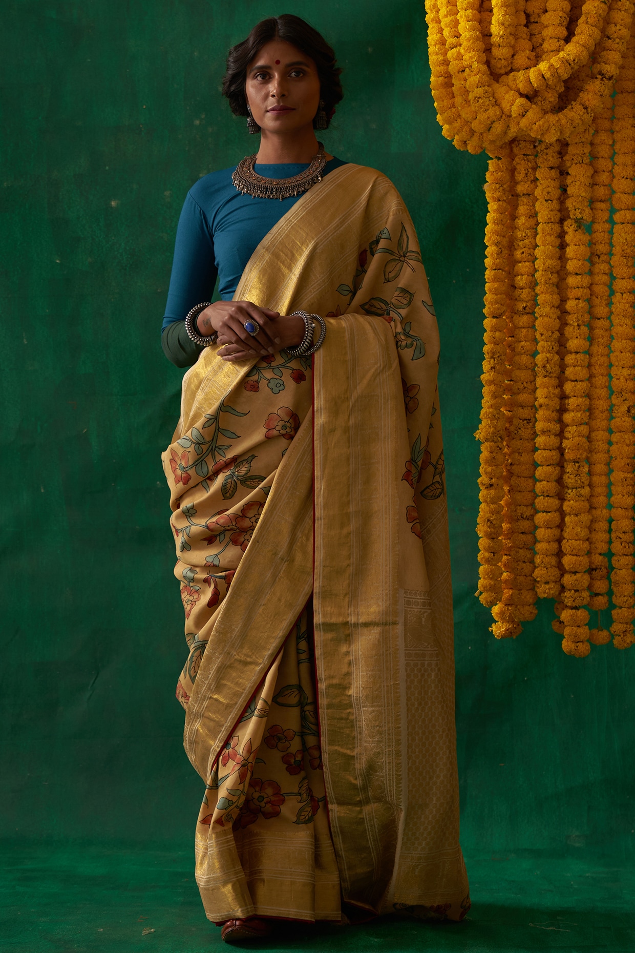 Party Wear Sarees : Blue and sea green chinon silk ready ...